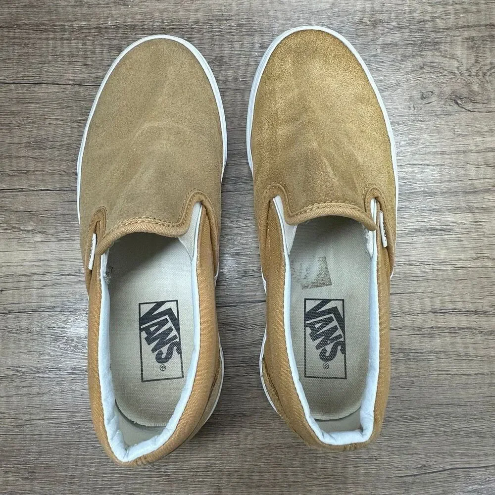 Vans~Women's~Camel‎ Suede/Cloth Classic Slip On Sneakers~Size 7.5